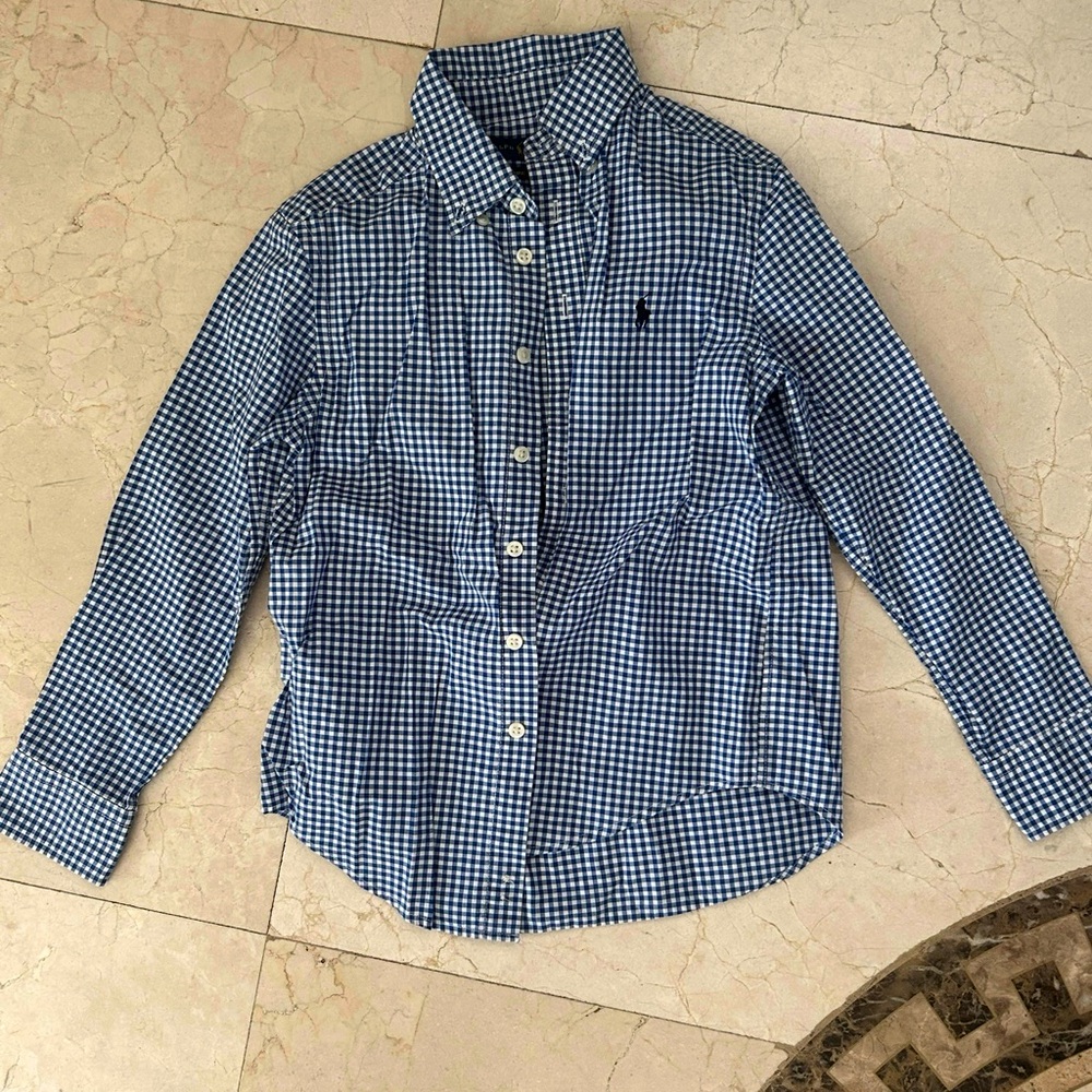Ralph Lauren Kids Blue Gingham Button Down Shirt